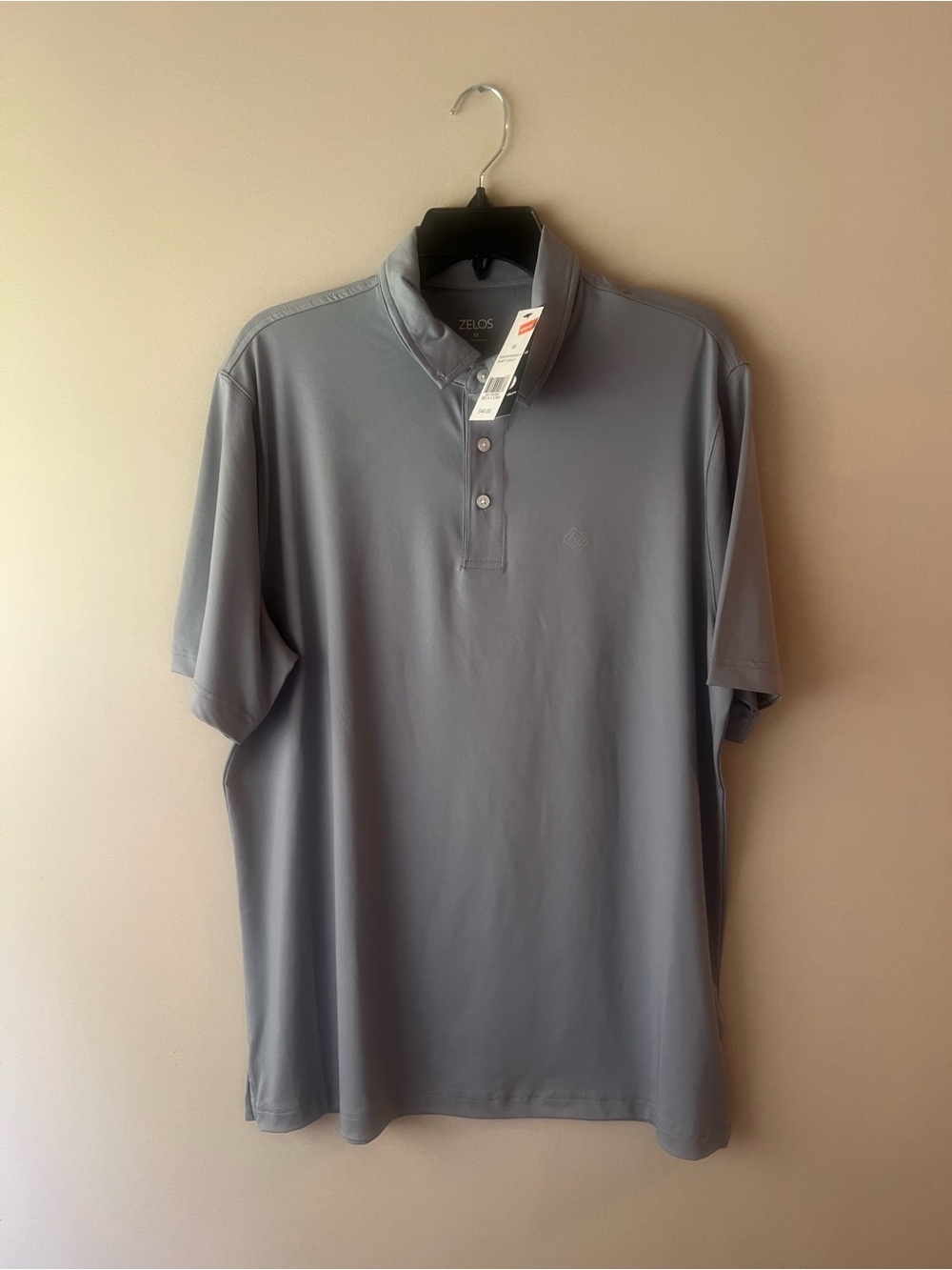 ZELOS Men's Short Sleeve Polo in Light Grey